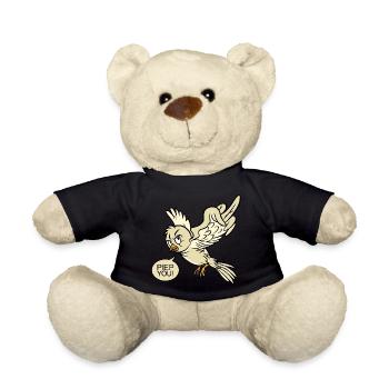 Fuck You böse wütend frech Vogel Piep Tier lustig - Teddy - Schwarz - Vorne