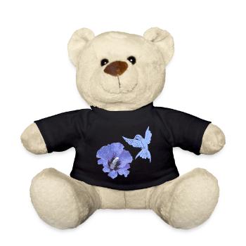 geschenke mit kolibris, Kolibrisilhouette Hibiskus - Teddy - Schwarz - Vorne