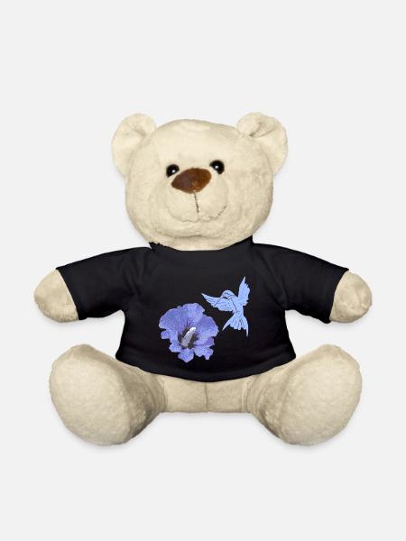 geschenke mit kolibris, Kolibrisilhouette Hibiskus - Teddy - Schwarz