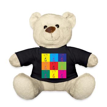 Pop Art Woman Retro Art Gift - Teddy Bear - black - Front