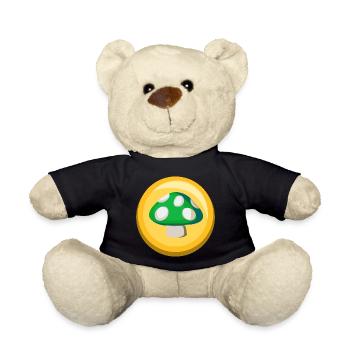 Green Mushroom Sticker Icon - Teddy Bear - black - Front