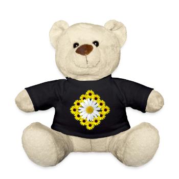 Sunflower Daisies Floral Pattern Flower Floral - Teddy Bear - black - Front