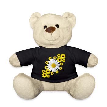 Marguerite with sunflower floral pattern flower - Teddy Bear - black - Front