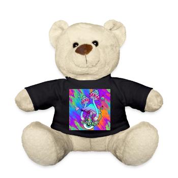Zauberpilze bunt Psychedelische Pilz Kunst - Teddy - Schwarz - Vorne