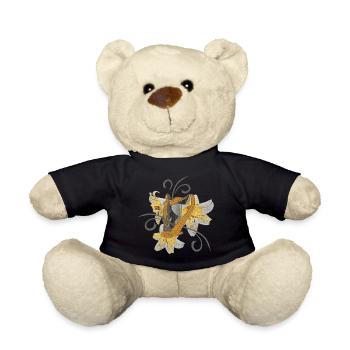 Musiker outfits frauen, Lilien harfenmotiv - Teddy - Schwarz - Vorne