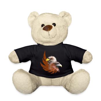 adlerdesign frau, zwei adlerköpfe, adlerflügel - Teddy - Schwarz - Vorne