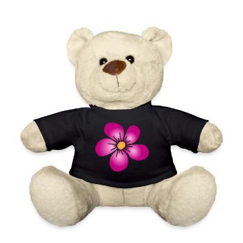 pinke Blume Blumenmuster Blumenranke Blüte blumig - Teddy - Schwarz - Vorne