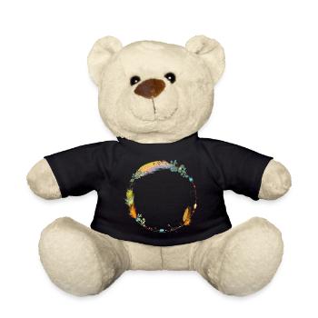 delicate frame made of feathers and ethno symbols - Teddy Bear - black - Front