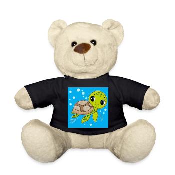 Turtle, cute animal, ocean - Teddy Bear - black - Front