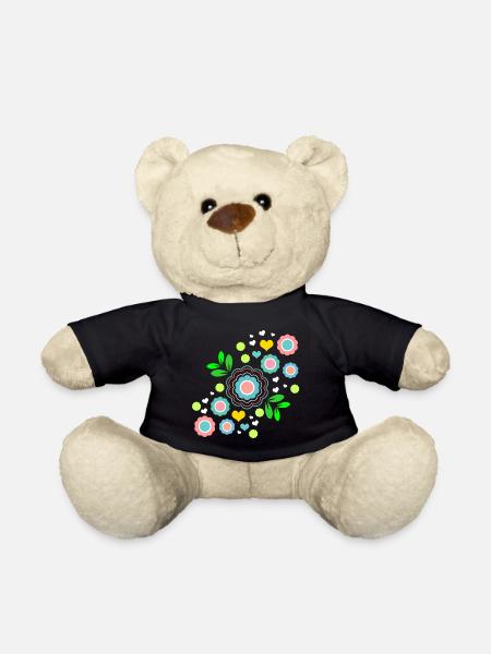 Flower Hippie buntes Blumenmuster - Teddy - Schwarz