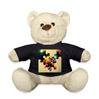 Motif de puzzle avec des molécules - Nounours - noir - Devant