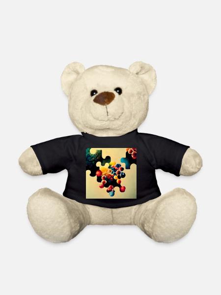 Puzzle Motiv mit Molekülen - Teddy - Schwarz