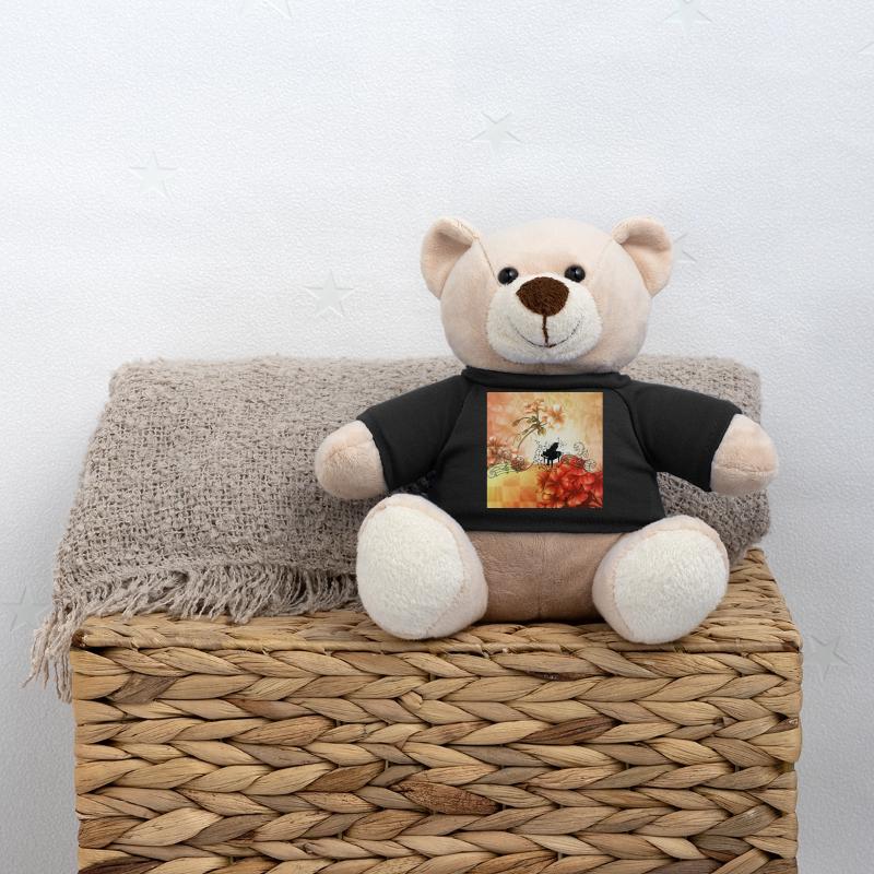 Wonderful flowers with piano and key notes. Teddy Bear