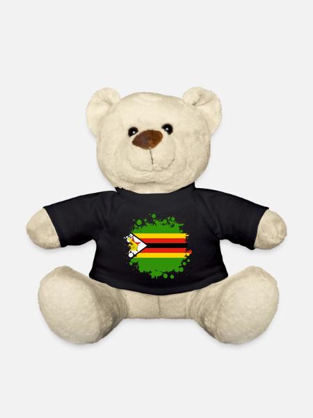 Zimbabwe flags blob - Teddy Bear - black