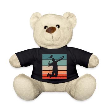 Badminton Player Jump Smash - Teddy Bear - black - Front