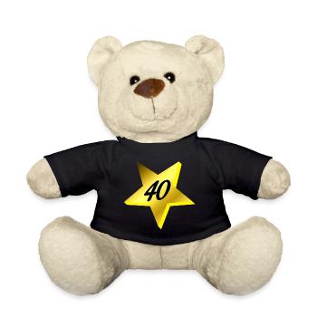 was schenken, 40 sternmotiv - Teddy - Schwarz - Vorne