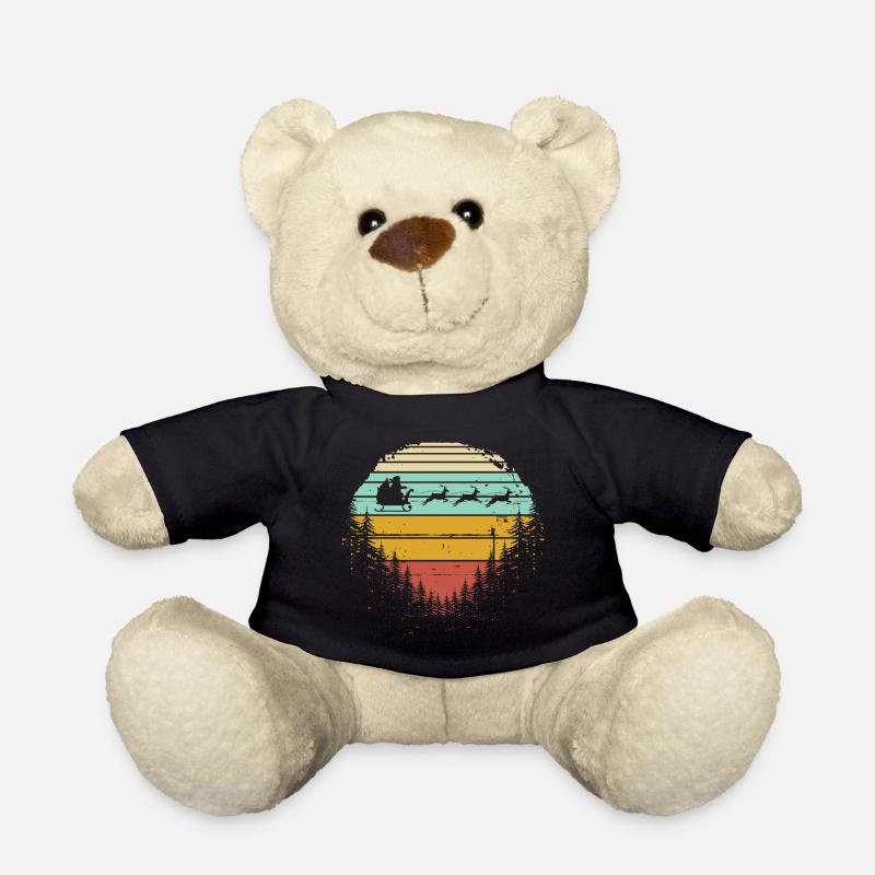 Retro Sled Dogs in Sunset Pines - Teddy Bear - black
