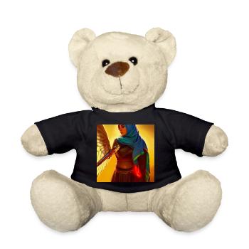 Mutige Schöne Hijab Frau mit Pistole - Teddy - Schwarz - Vorne