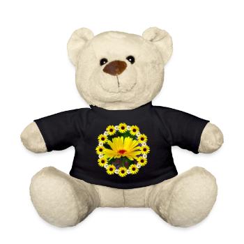 yellow marigold sunflower daisies flower - Teddy Bear - black - Front