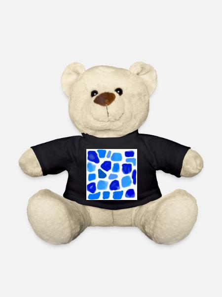 BlueWatercolor –Blue Sea - mosaic stones - Teddy Bear - black
