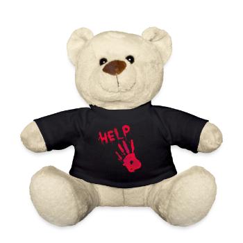 HILFE Hand in Blut Spezial Halloween - Teddy - Schwarz - Vorne