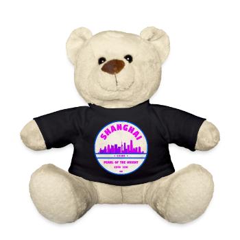 Shanghai China Skyline Badge - Teddy - Schwarz - Vorne