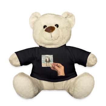Hand with photo of a seagull - Teddy Bear - black - Front