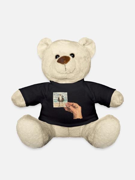 Hand mit Foto einer Möwe - Teddy - Schwarz