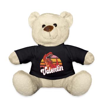 VALENTIN - Schöner Jungen Name mit T-REX Dino - Teddy - Schwarz - Vorne