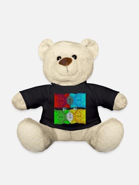 Colourful Cats (Pop Art) designed by HeiArts - Teddy Bear - black