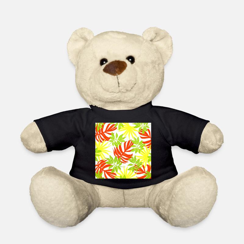 palmenblätter, exotisches Pflanzenmuster - Teddy - Schwarz
