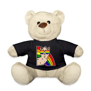 Rainbow Lgbt Cool Lama Equality Heart - Teddy Bear - black - Front