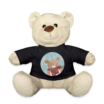 zuckersüßer goldiger Bär im Winter wenn es schneit - Teddy - Schwarz - Vorne