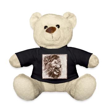 Löwenkopf Profil – majestätische Löwenzeichnung - Teddy - Schwarz - Vorne