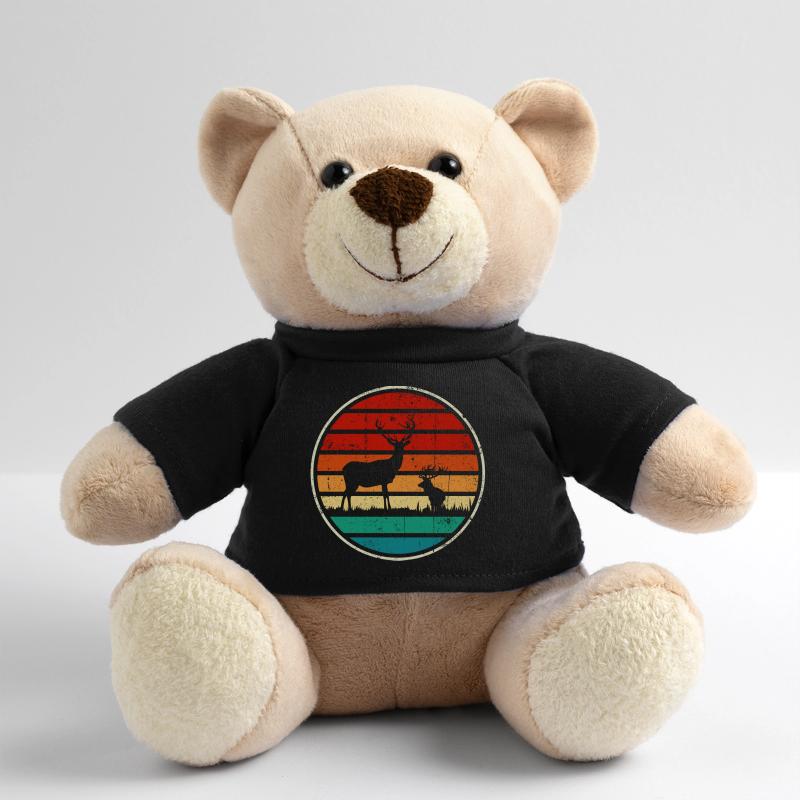 Retrowave Sunset Stag Circle Teddy Bear
