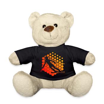 Ski Skiing Men Skiers Skiing Winter Sports - Teddy Bear - black - Front