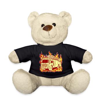 Fire Burning Fire Brigade Fire Engine Fire Protection - Teddy Bear - black - Front