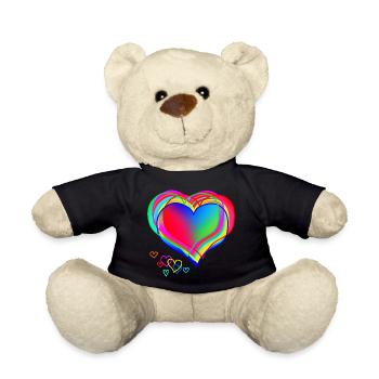 Herzdesign bunt abstrakt Valentinstag - Teddy - Schwarz - Vorne