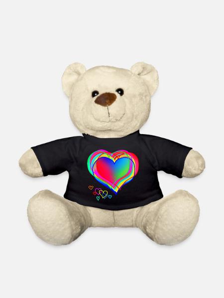 Herzdesign bunt abstrakt Valentinstag - Teddy - Schwarz