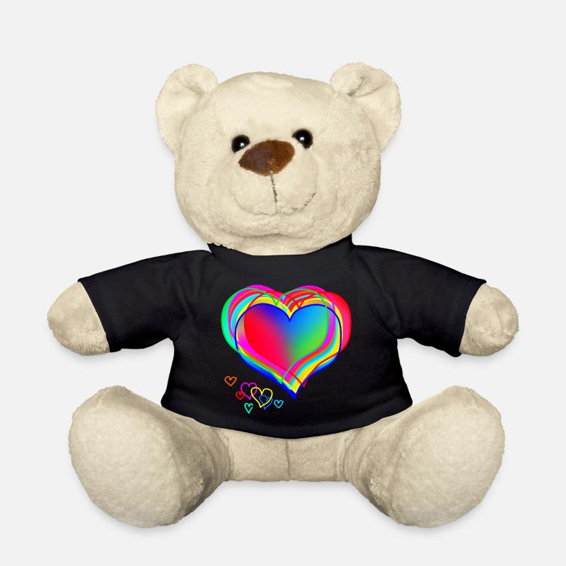 Herzdesign bunt abstrakt Valentinstag - Teddy - Schwarz