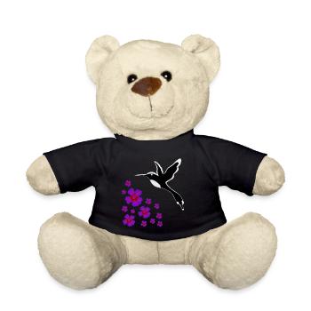 kolibrisilhouette mit blumen, vogelmotive damen - Teddy - Schwarz - Vorne