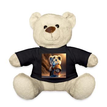 Fantasie Baby-Löwe in ockerfarbener Robe - Teddy - Schwarz - Vorne