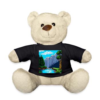 An idyllic landscape in Pixel-Art - Teddy - Schwarz - Vorne