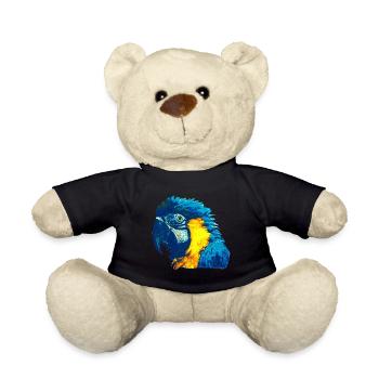 geschenke mit vögeln, Gelbbrust Ara Kopf - Teddy - Schwarz - Vorne