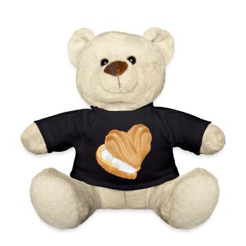 Heart cream puff filled with cream - Teddy Bear - black - Front