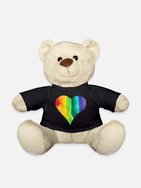 Regenbogen Herz LGBTQ+ proud pride bunt Vielfalt - Teddy - Schwarz