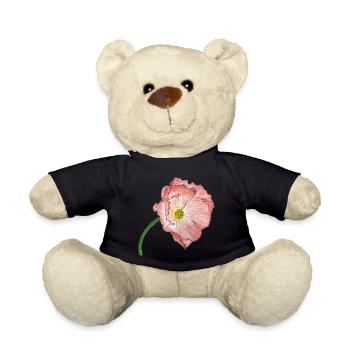 pink poppy flower - Teddy Bear - black - Front