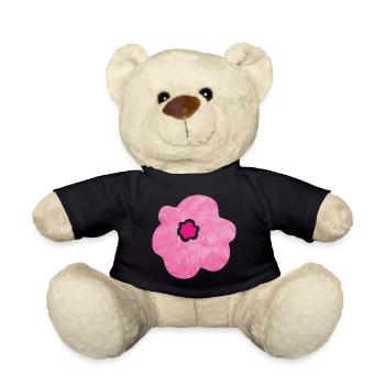 Flower Plush Fluffy Girl Spring Pink Pink Pink - Teddy Bear - black - Front