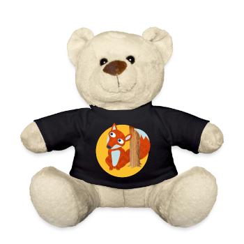 Fuchs Baumstamm Wald Kinderzimmer Comic Tierliebe - Teddy - Schwarz - Vorne