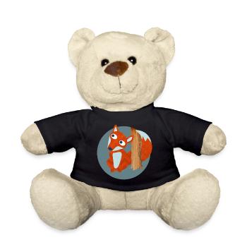 Fox Structure Woodland Nursery Pattern Comic - Teddy Bear - black - Front